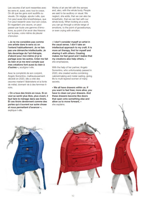 Nathalie Sanche — commodes sculpturales bleue et rouges, Art Magazine