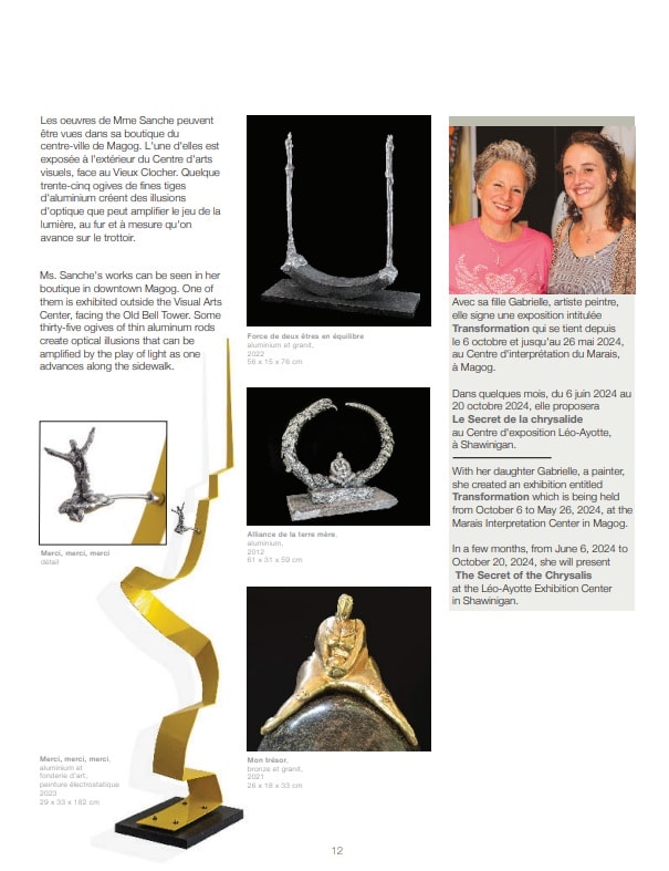 Nathalie Sanche — sculptures Merci merci merci, Force de deux êtres, Alliance de la terre mère, Mon trésor
