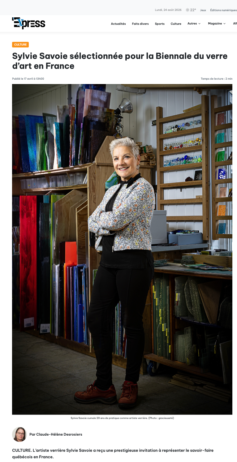 Sylvie Savoie sélectionnée pour la Biennale du verre d'art en France — L'Express
