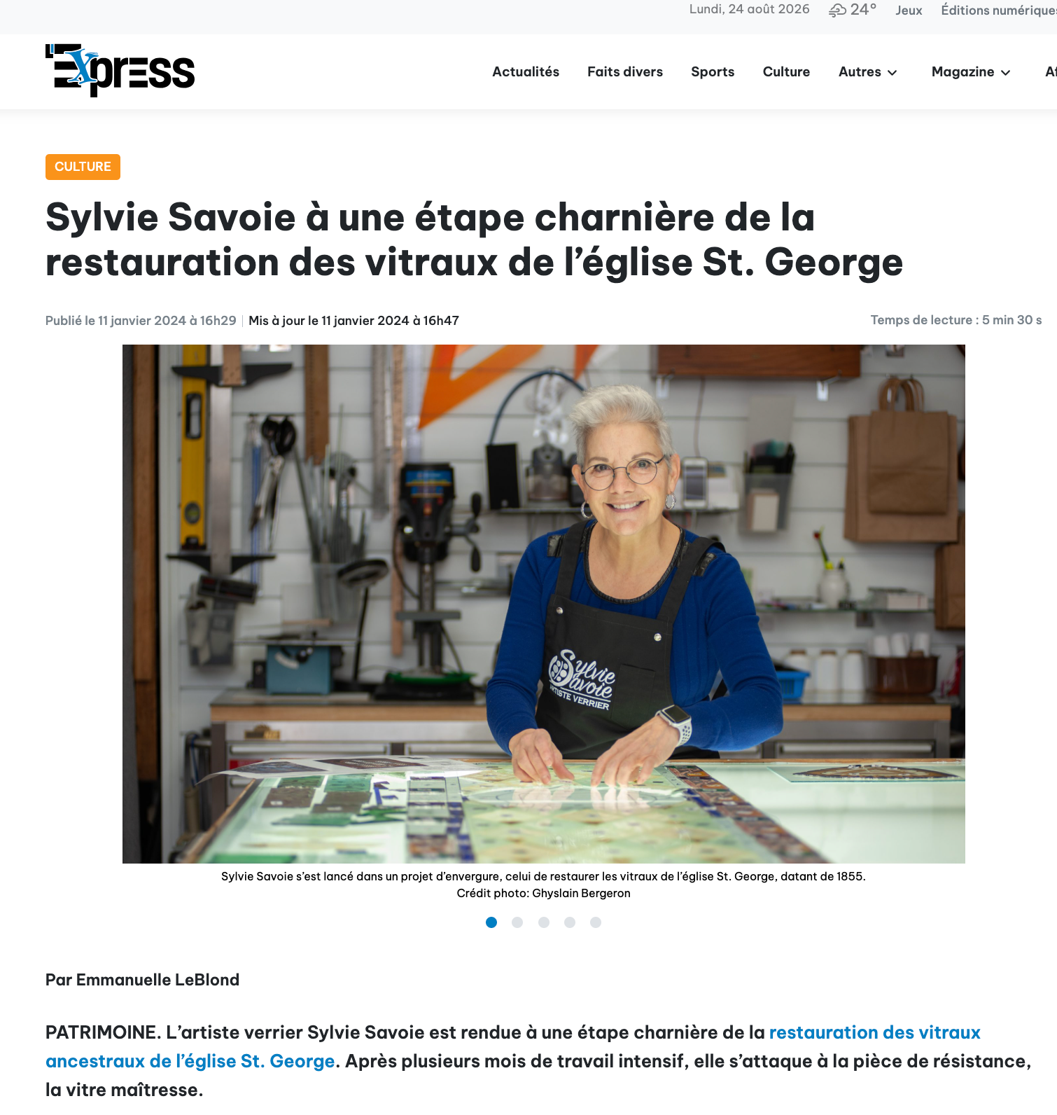 Sylvie Savoie à une étape charnière de la restauration des vitraux de l'église St. George — L'Express